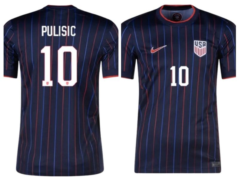 Team USA Christian Pulisic Away Blue Striped 10