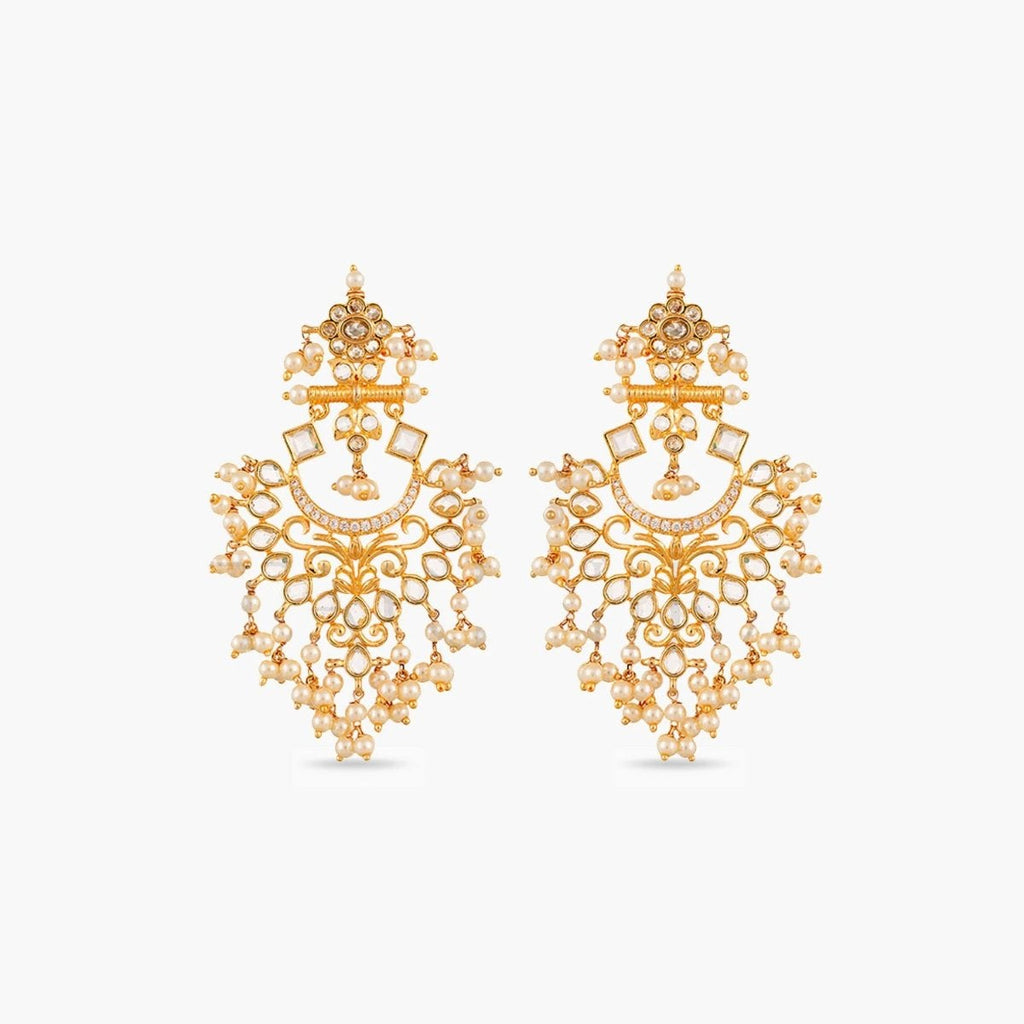Motiya Nakshatra CZ Chandbali Earrings