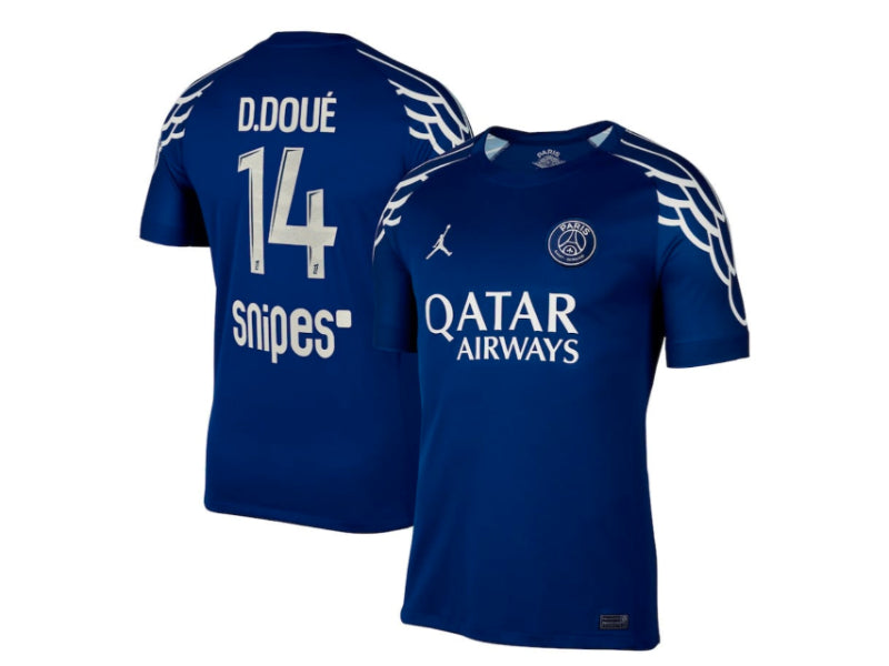 Paris Saint Germain Désiré Doué 4th Kit Jordan Wings Blue 14