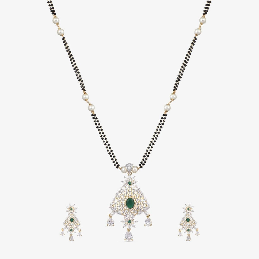 Safa Nakshatra CZ Black Beads Necklace Set